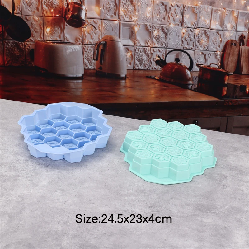 سيليكون 19 المحمول النحل العسل كعكة الشوكولاته الصابون الصابون الجليد قالب شمع لتقوم بها بنفسك قالب شمع العسل كعكة أدوات خبز قالب خبز #2