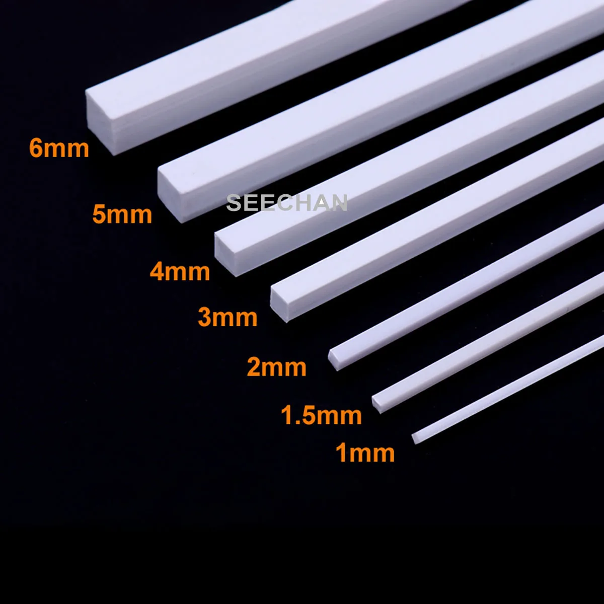 Length 250mm 500mm ABS Plastic White Square Rod Stick For Architecture Model Making