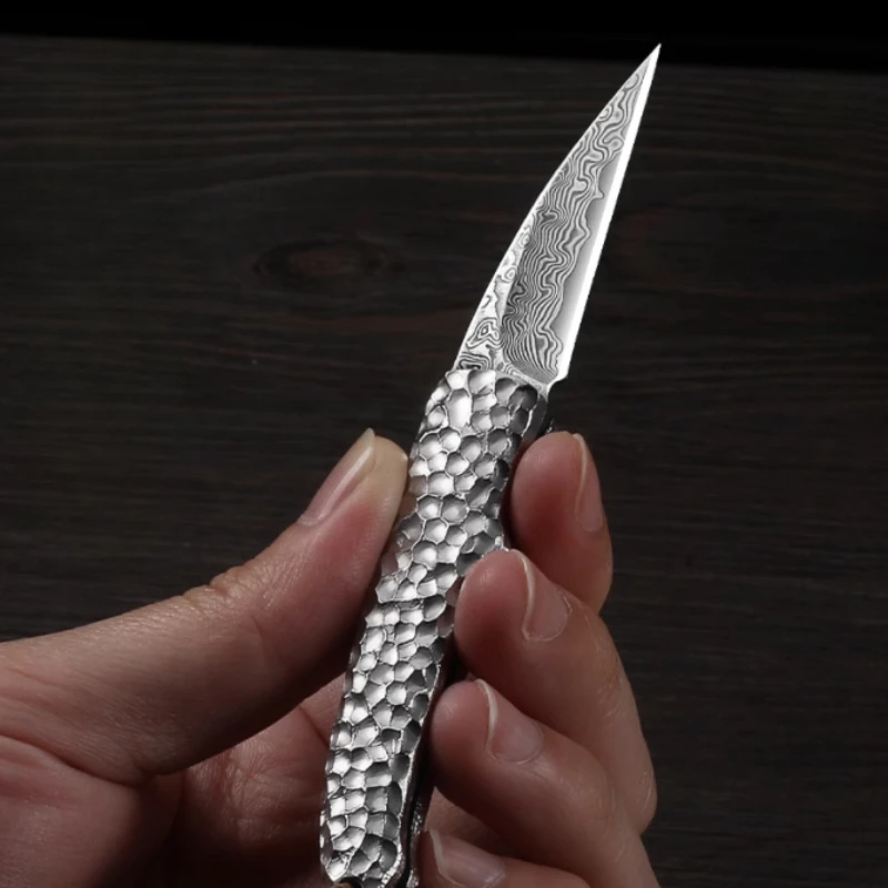 PLYS High end Damascus steel knife, multi-function fruit knife, folding portable outdoor knife, gift box set knife tool