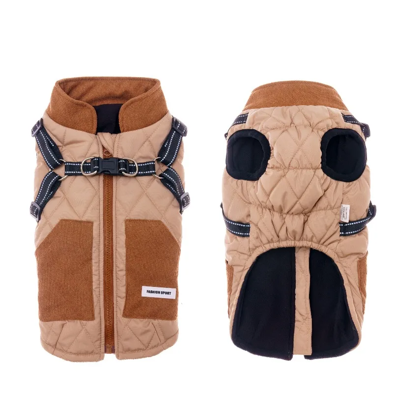 

New Winter Dog Cotton-padded Clothing, Windproof and Warm Clothes, Stand-up Collar Reflective Traction Pet Clothing,Dog Clothing