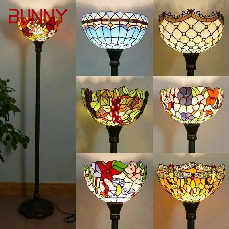 

BUNNY Tiffany Floor Lamp American Retro Living Room Bedroom Lamp Country Stained Glass Floor Lamp