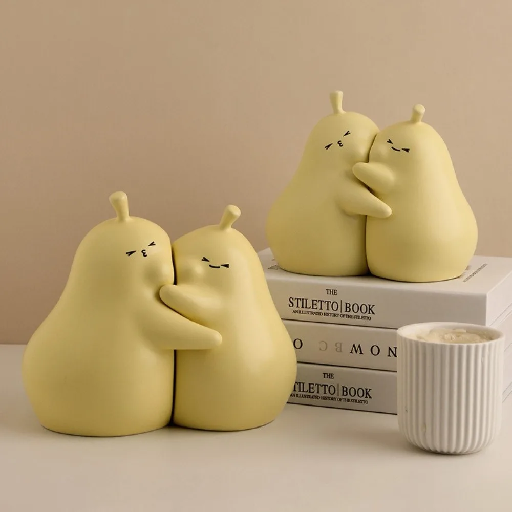 

Hugging Pear Bookends Ceramic Cute Book Stoppers Shelves Decorative Non-Slip Book Holder for Home Office Library Bookshelf Decor
