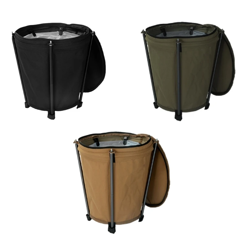 

Outdoor Foldable Trash Can Portable Camping Garbage Bin Wastebasket Can Container Yard Garden Garbage Bag Round Bucket