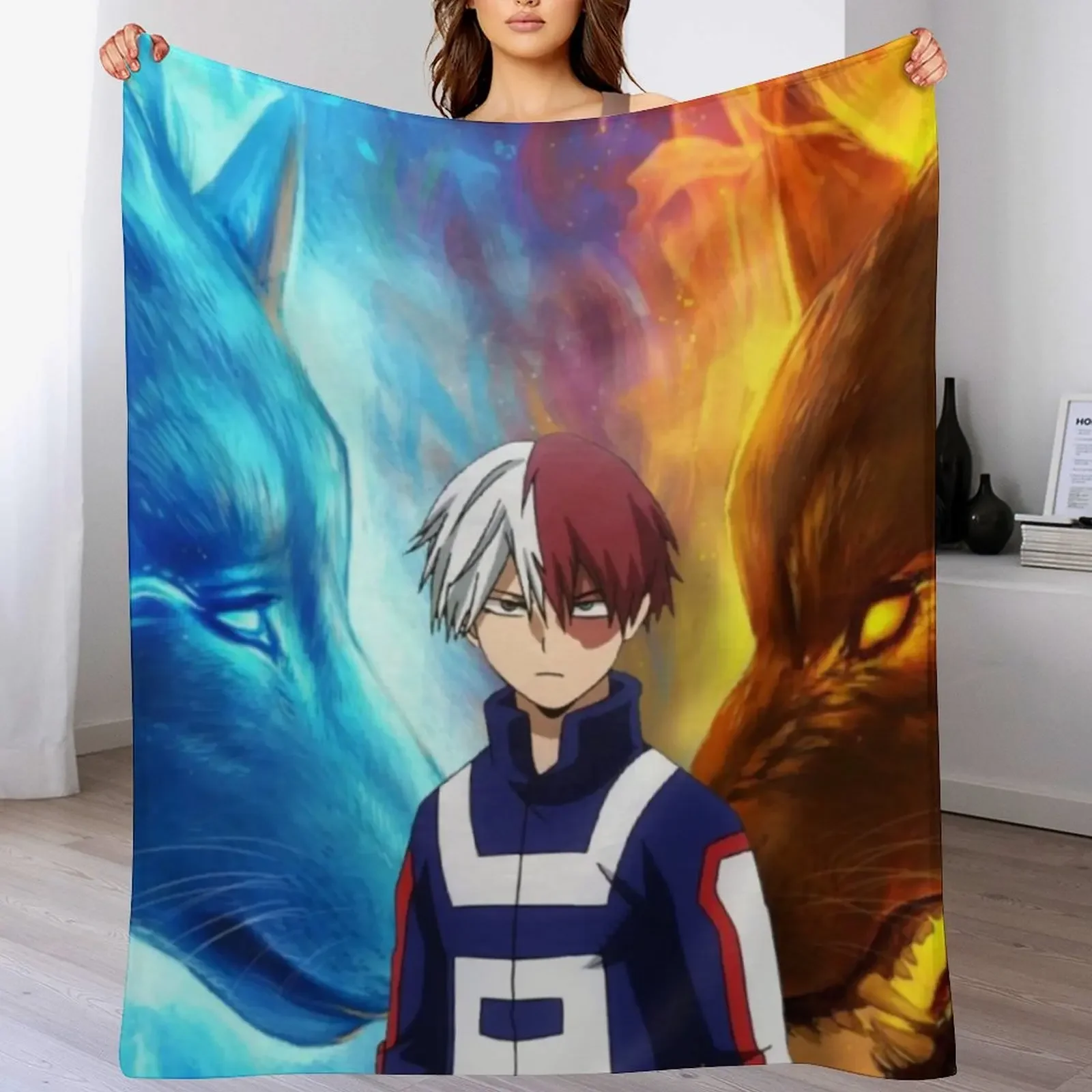 Todoroki Fire and Ice Throw Blanket Kid'S Designers Blankets