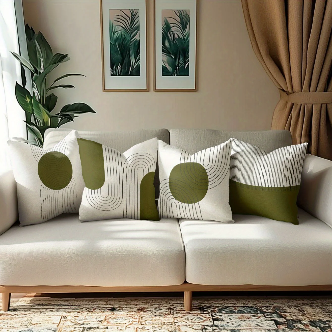 4Pcs Double‑Sided Print Pillow Covers, Special Linen‑Imitated Geometric Pattern Cushion Cases for Living Room Bedroom Home Decor