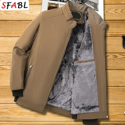 Warm Fleece Lined Casual Men's Winter Jacket Solid Color Autumn Winter Business Jackets for Men Business Office Dress Coat L-3XL