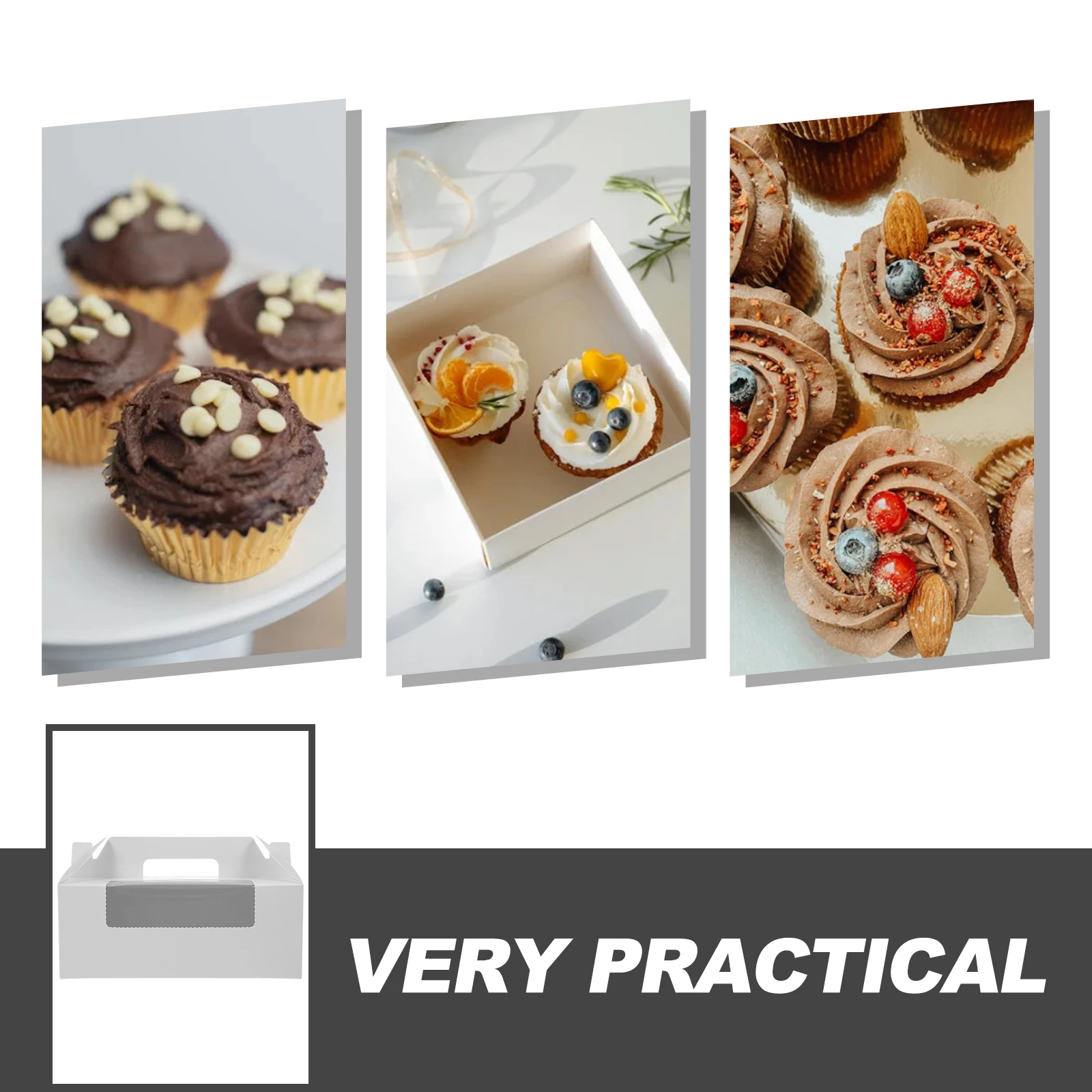 

4Pcs Clear Window Cupcake Boxes 6 Hole Inserts Safe Lightweight for Traveling with Desserts and Treats Muffin Cake Boxes