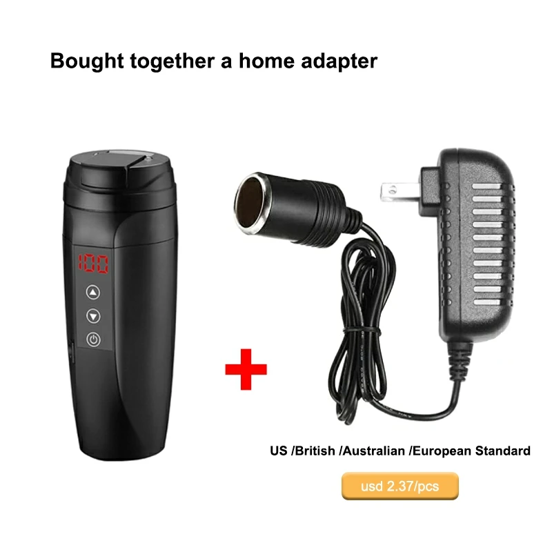 كوب سيارة ذكي للسفر 304 كوب تسخين مياه الفولاذ المقاوم للصدأ 12 فولت/24 فولت غلاية كهربائية للتحكم في درجة الحرارة #5