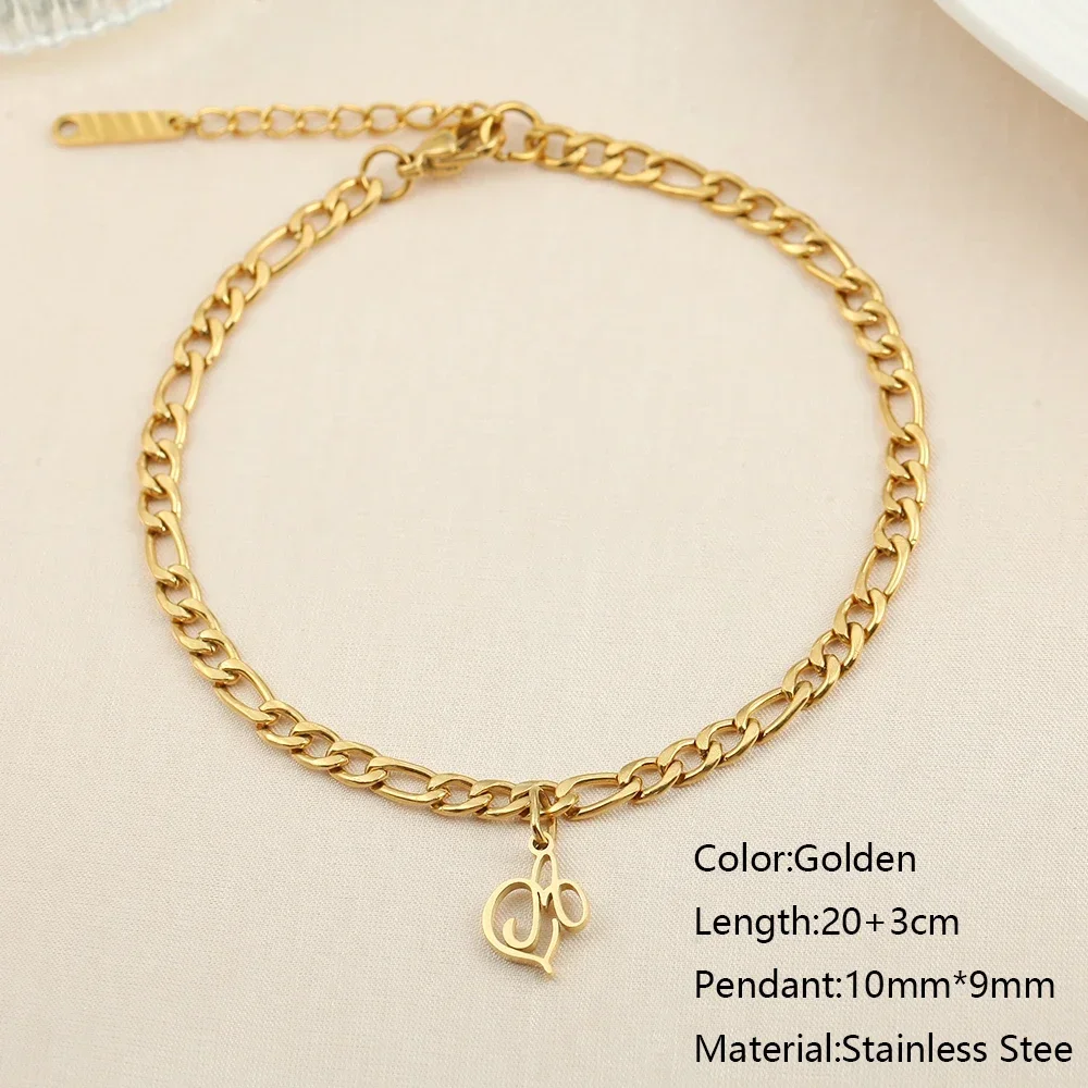 2024 Women's Trend Minimalist Style New Stainless Steel Anklets Feminine Art 26 Letters Golden Glamour Summer Beach Party Gifts