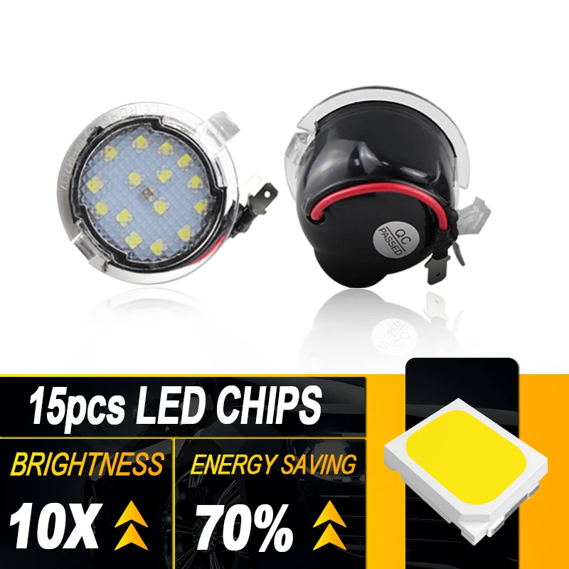 2PCS Side Mirror Puddle Lights White LED Under Mirror Lamp Assembly For Ford F150 Explorer Expedition Flex Edge Fusion Taurus