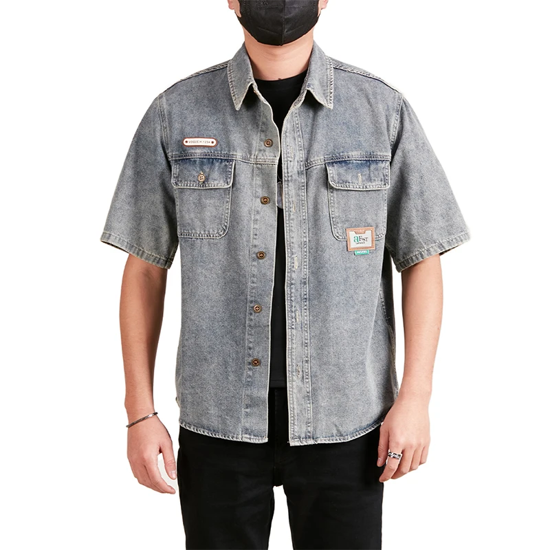 

Men's Vintage Casual Denim Short Sleeve Shirt Spring 2025 Loose Fit Oversized Trendy Youth Fashion Premium Quality Soft Comfort