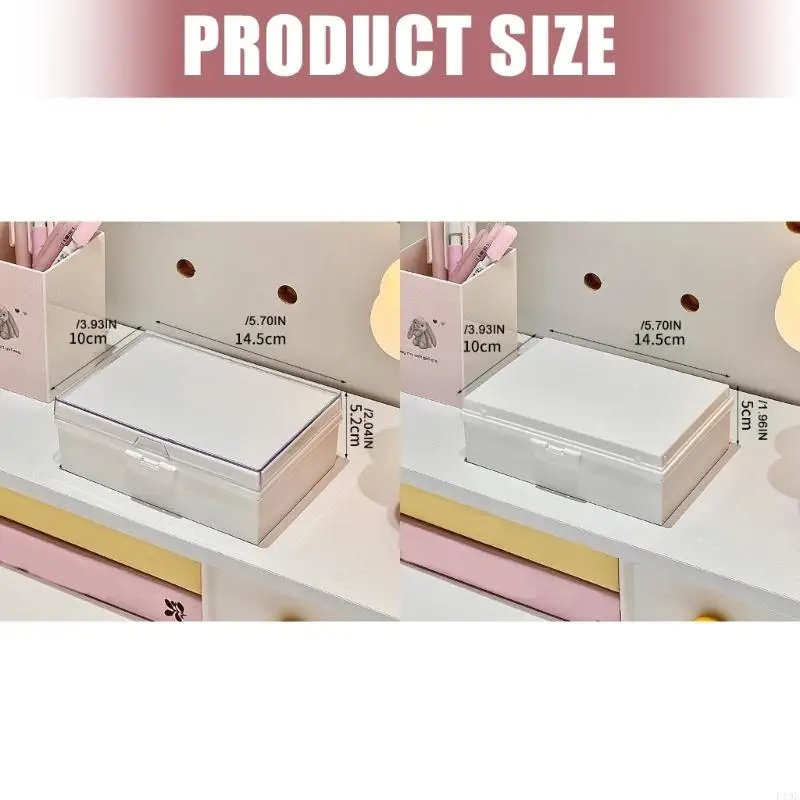 Rectangular Plastic Desk Card Storage Box for Photo Cards, Small Accessories and Shelf Placement in Study Areas F19E