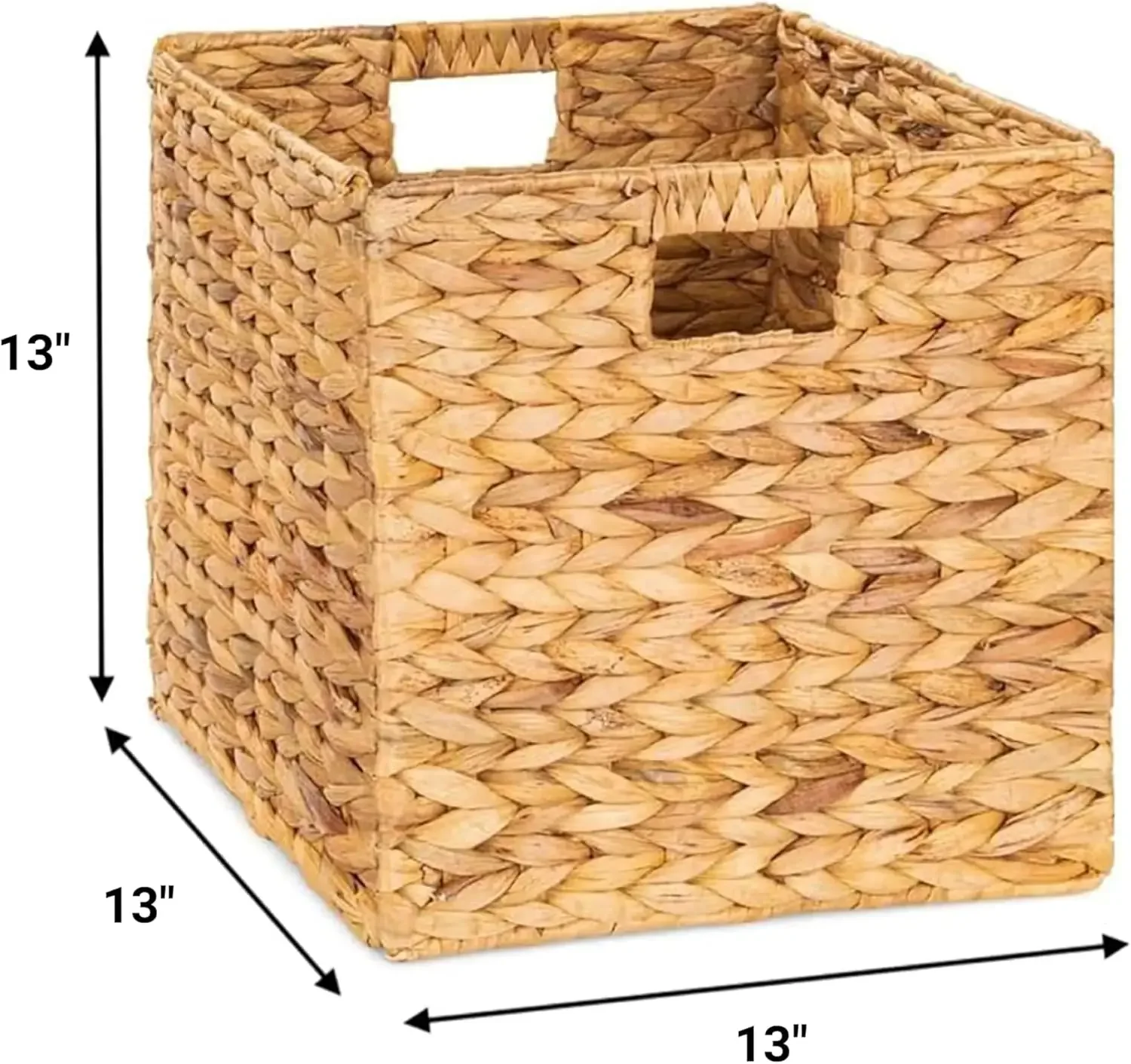 Water Hyacinth Storage Baskets, Wicker Storage Baskets for Shelves, Woven Baskets for Storage, Square Wicker Storage Basket for