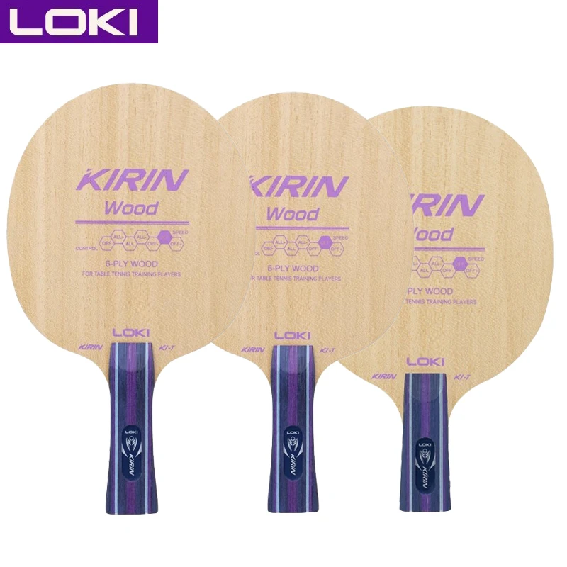 LOKI Kirin K1-T hoja de tenis de mesa de madera pura de 5 capas entrenamiento para principiantes paleta de Ping Pong fácil de usar para ataque de raqueta de hoja