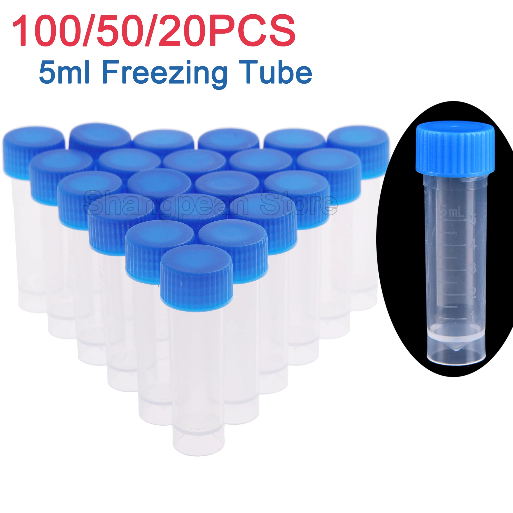

100/50pcs 5ml Chemistry Graduated Plastic Test Tubes Vials Seal Caps Pack Container for Office School Chemistry Supplies