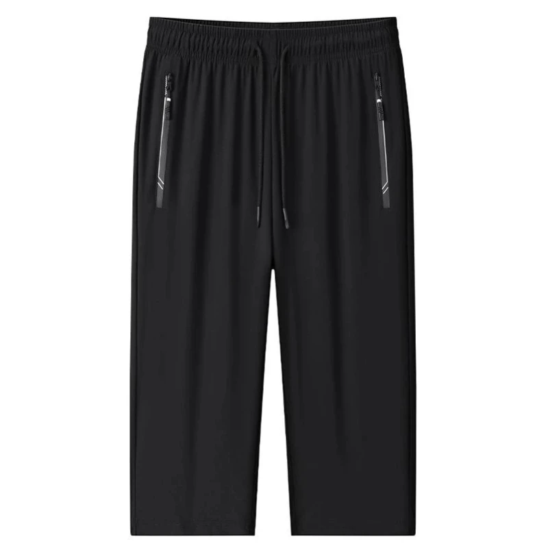 

Men's Summer Quick Dry Ice Silk 7/8 Shorts Elastic Waist Casual Breathable Loose Sports Cropped Pants