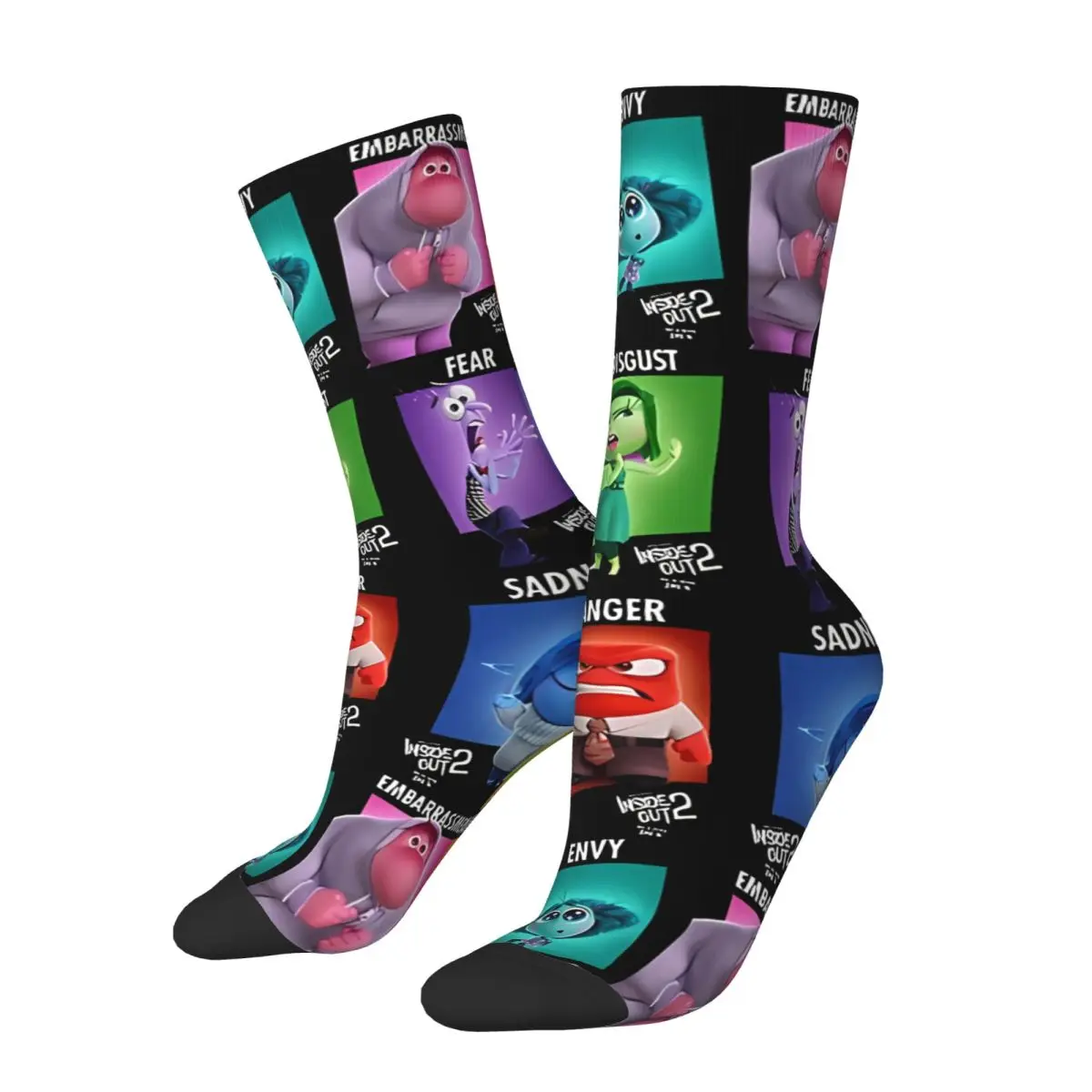 Funny Happy Men's compression Socks Inside Out Emotions Vintage Harajuku Inside out 2 Street Style Novelty Casual Crew Crazy