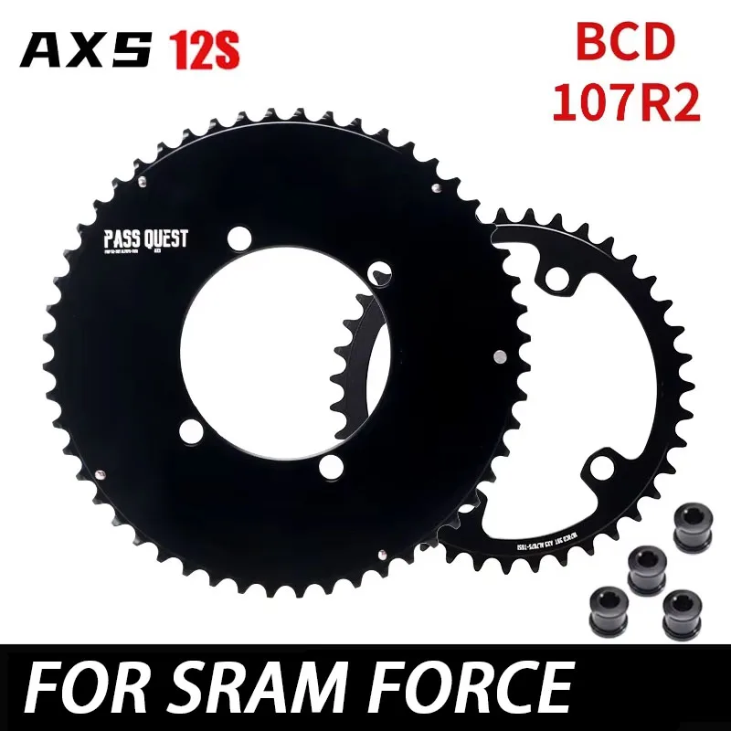 PASS QUEST 107 bcd chainring axs Double Chain ring 2X Chainring with 4 bolts for SRAM force axs 12 speeds Road/Gravel Bike