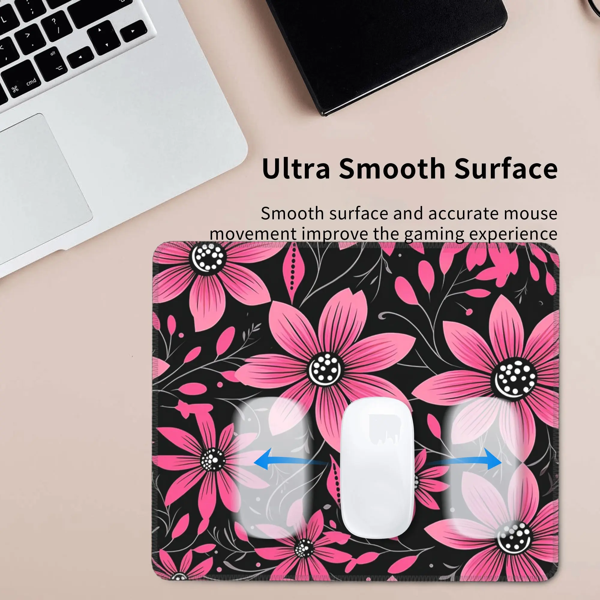 Pink Daisy Floral Pattern Mouse Pad Computer Keyboard Mouse Mat Gamer PC Laptop Desk Mat Office Accessories Table Mats