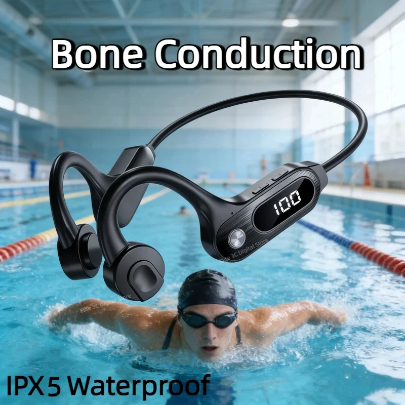 Auriculares de Conducción Ósea V30, Bluetooth 5.3, Inalámbricos, Resistentes al Agua IPX5, Ultra Larga Duración de la Batería, Auriculares Deportivos 2026