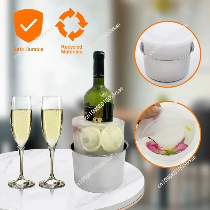 

A26F-Ice Bucket Mold,Ice Mold Wine Bottle Chiller,Cocktail Champagne Bucket Ice Mold, Flower Fruits Any Decoration