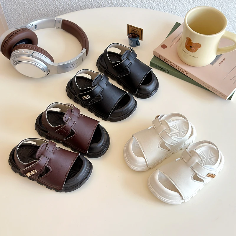2025Children's Sandals Fashion Boys' New Summer Big and Small Children's Soft Sole Baby Anti slip Anti-kick Open Toe Beach Shoes
