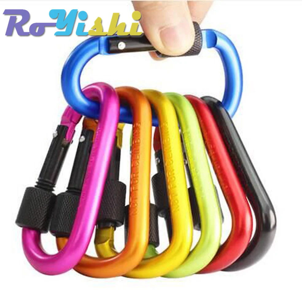 1Pcs Aluminium Carabiner D-Ring Sleutelhanger Clip Karabijnhaak Karabijnhaak Camping Sleutelhanger 8 Kleuren