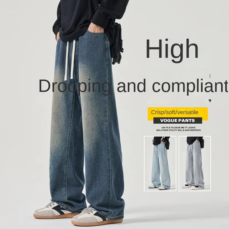 

Man Pants Mens Jeans Baggy Jeans Loose Fit Stretch Denim Trousers Casual Straight Leg Comfortable Elastic Waist