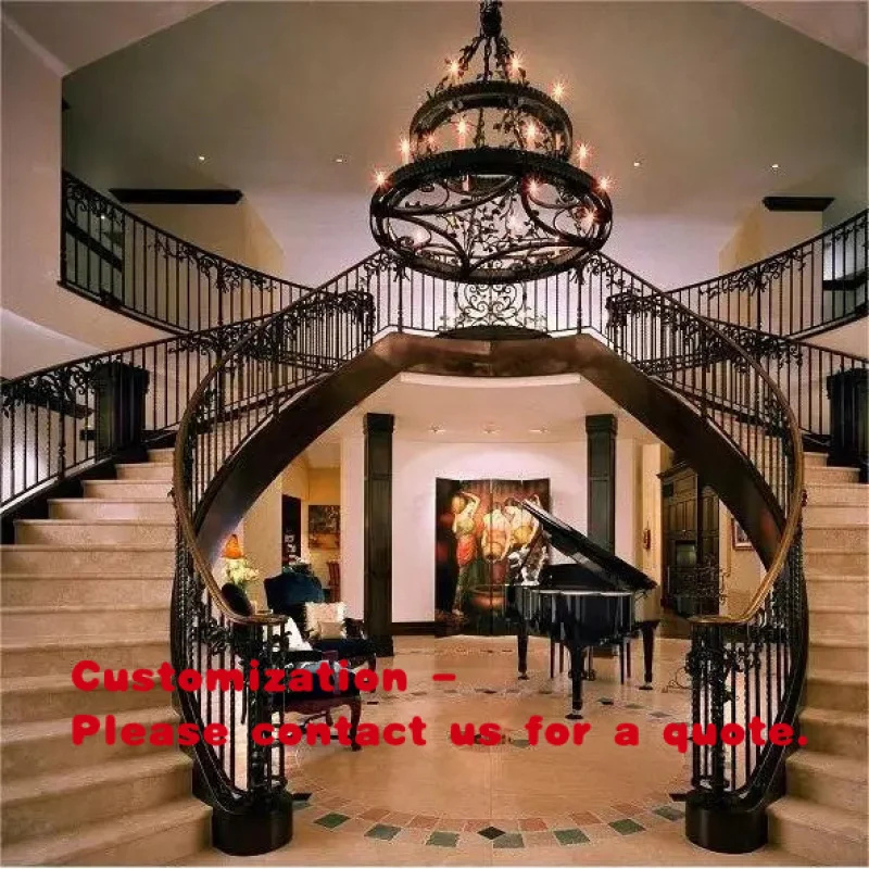 

Современная кованая изогнутая лестница с прочной стальной рамой для квартир, долговечная, для использования внутри помещений.