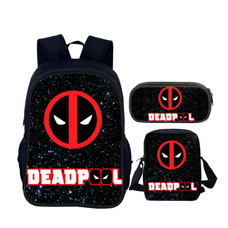 مجموعة مكونة من 4 قطع من حقيبة ظهر مدرسية للأطفال من D-Deadpools مع حقائب غداء وأكياس أقلام رصاص وحقائب مدرسية للأولاد والبنات أفضل هدية