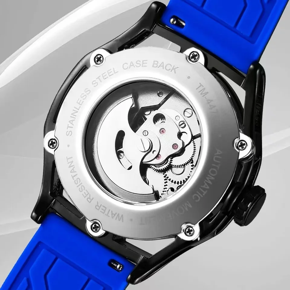 Orologio Meccanico FORSINING Uomo Con Scheletro - Quadrante Blu - Acciaio Inox - Luminoso E Sportivo