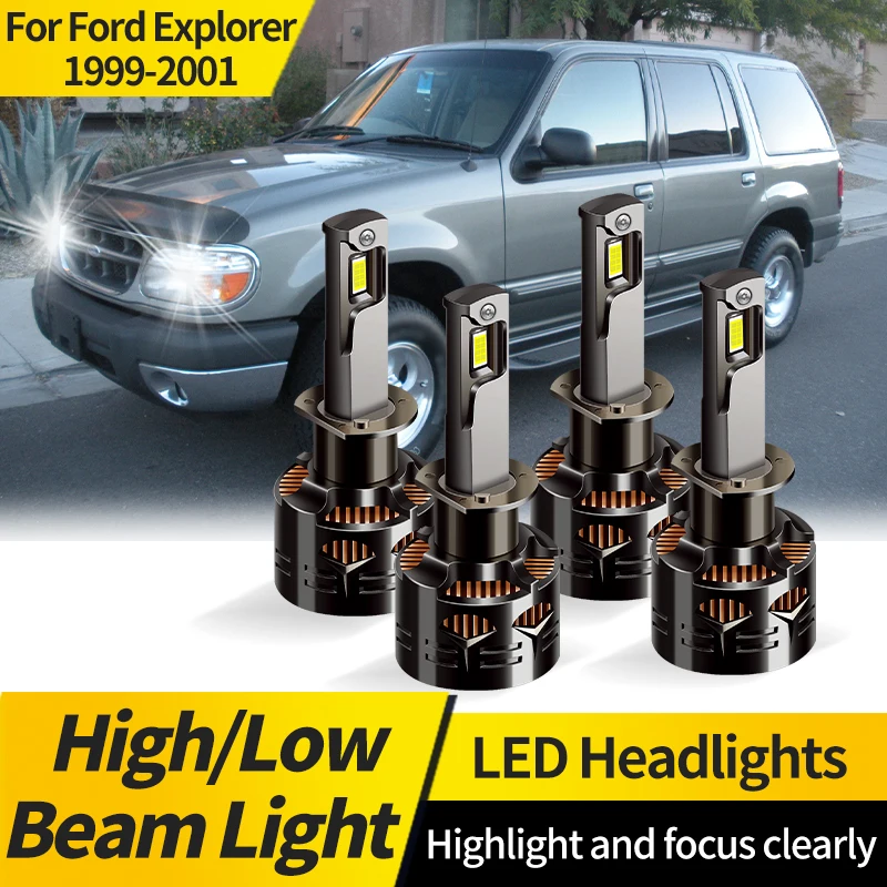 

2PCS 30000LM DC12V LED Headlight H1 High Low Beam Lamp CANBUS 6000K White For Ford Explorer 1999 2000 2001