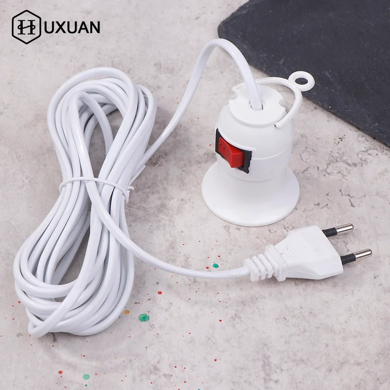 

EU Plug 4M Power Cord Cables E27 Lamp Base Holder With Switch For Pendant Led Bulbs Fixture Hanglamp Suspension Socket