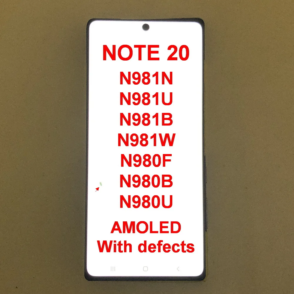 

With defects Amoled For Samsung Galaxy Note 20 5G N981U N981B N980B LCD Display Touch Screen Digitizer Assembly 100% testing