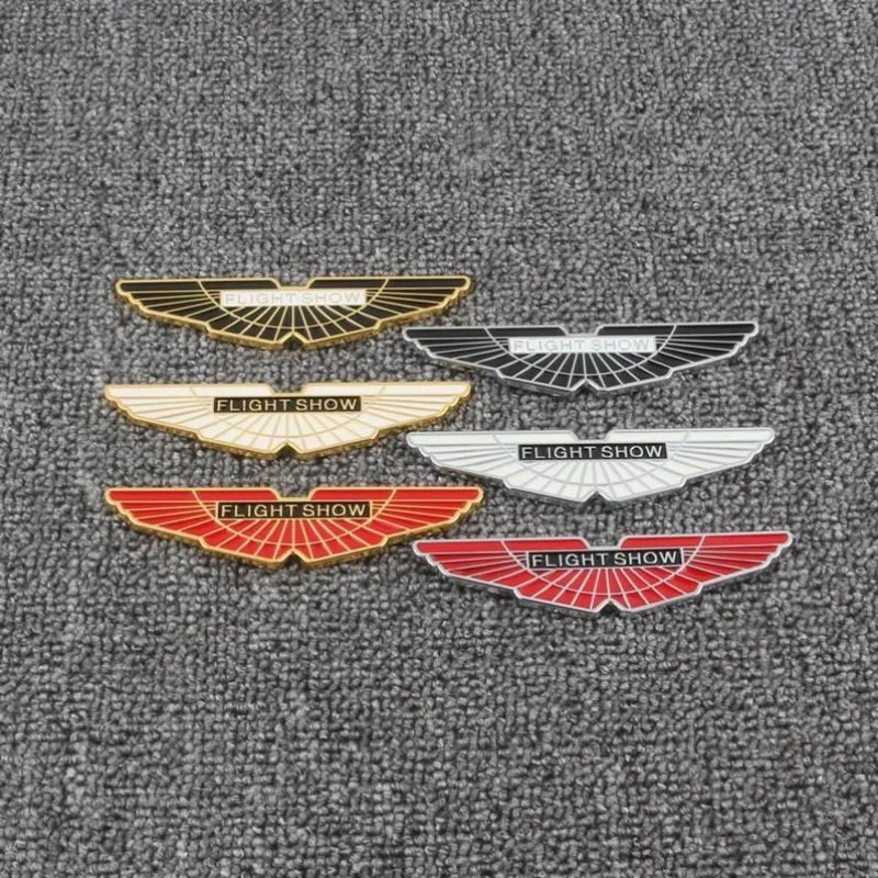 1Pcs 3D Metal Golden Flight Show Wings Car Stickers Emblem Badge Rear Trunk Sticker Car Styling For BEN BWM AUDI Aston Martin