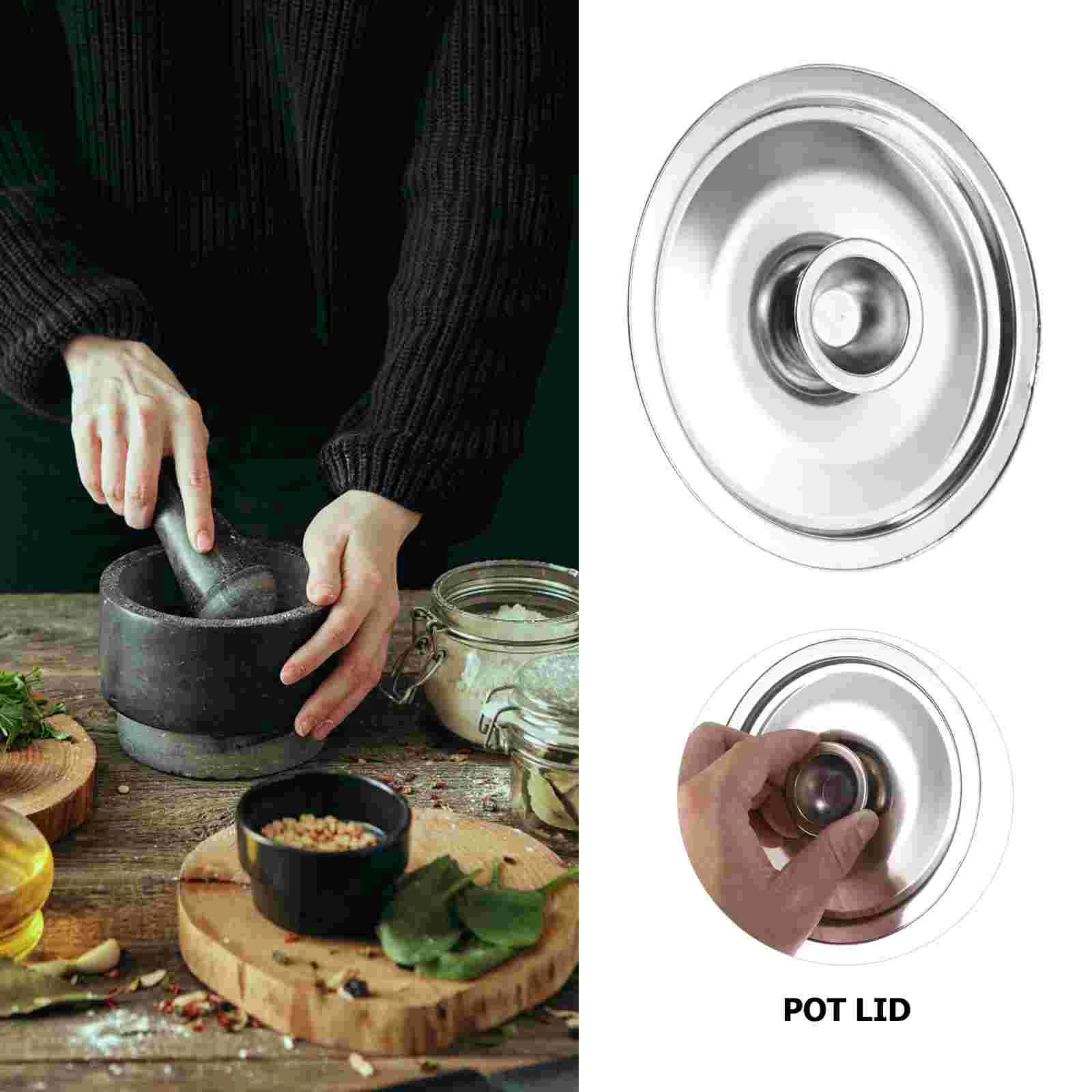 14/16cm Stainless Steel Seasoning Pot Cover Household Home Pot Lid Cup Cover Saucepan Lid Small Cookware