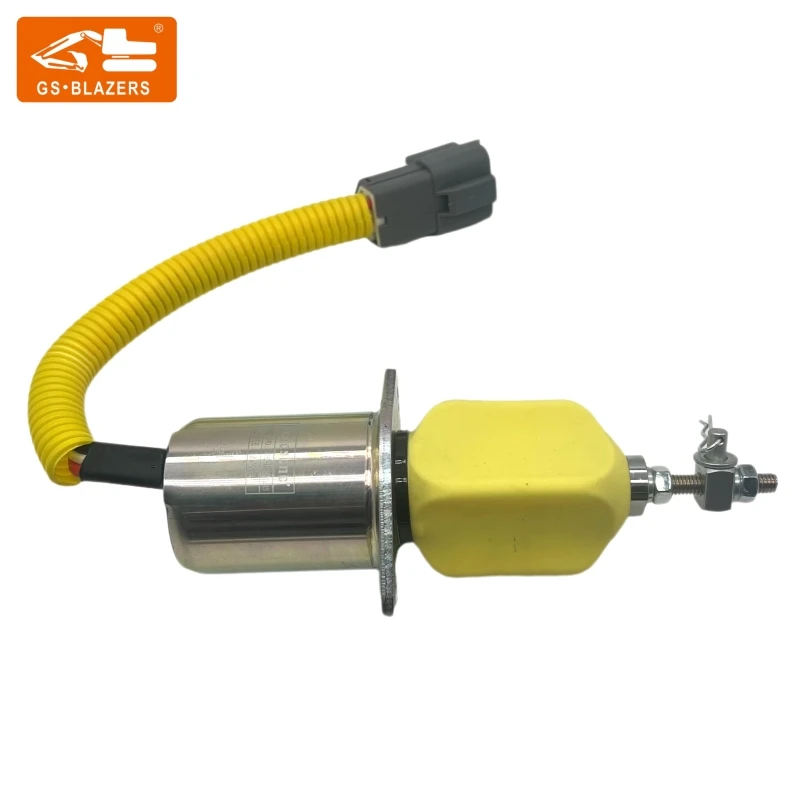 Excavator Fuel Stop Flameout Solenoid Valve  1751ES-12A3UC12B1S for YANMAR R60-5 12V Excavator Parts