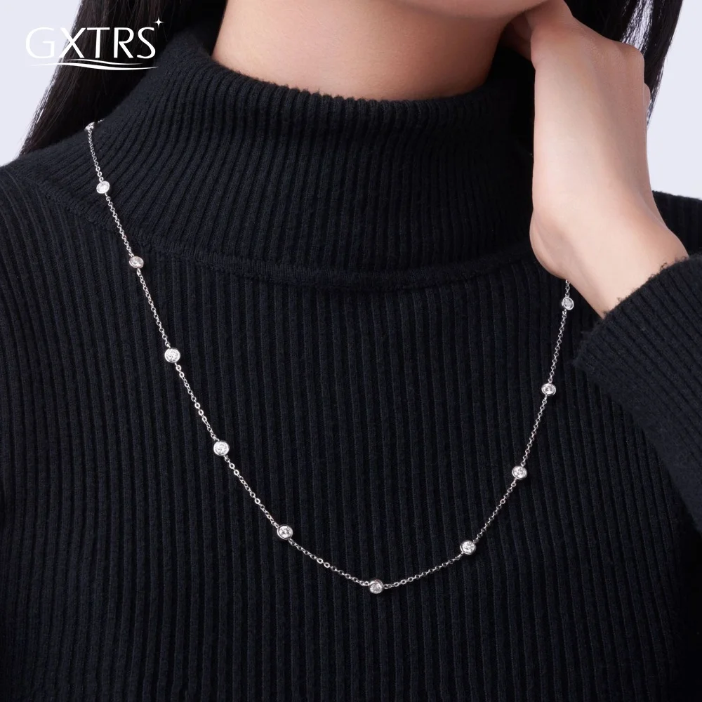 

GXTRS 4 мм полный муассанит пузырьковые ожерелья женские стерлингового серебра 925 пробы элегантные лабораторные бриллиантовые цепочки для свадебной вечеринки подарки ювелирные изделия