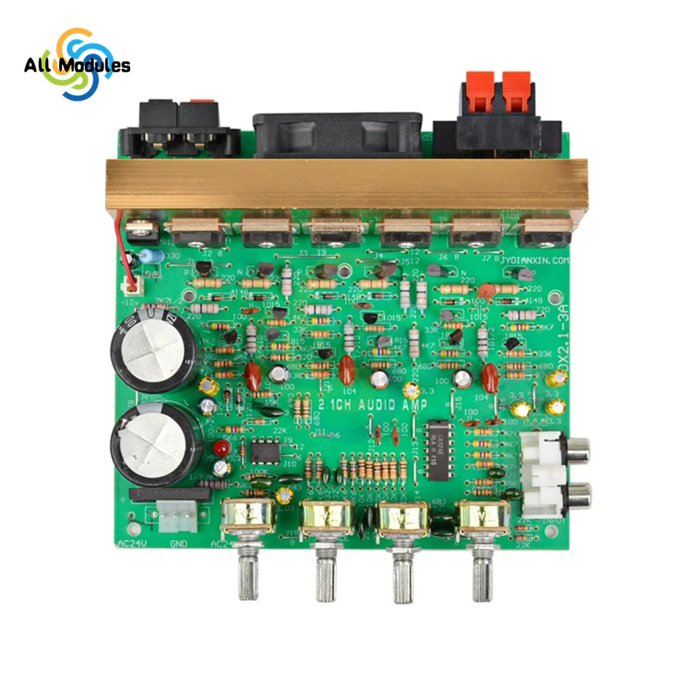 Power Amplifier Board 3×80W DX-2.1 Channel High Power Subwoofer Speaker Amplifier Board AC18-24V Low Noise