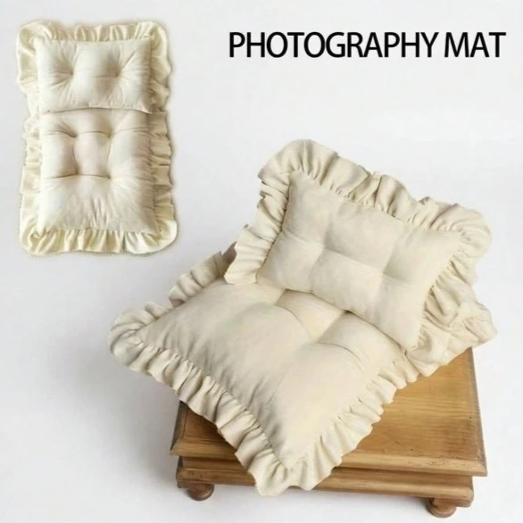 Newborn Photography Props Soft Lace Mattress Pillow Set Baby Posing Mat Infant Photo Shoot Studio Basket Filler Accessories
