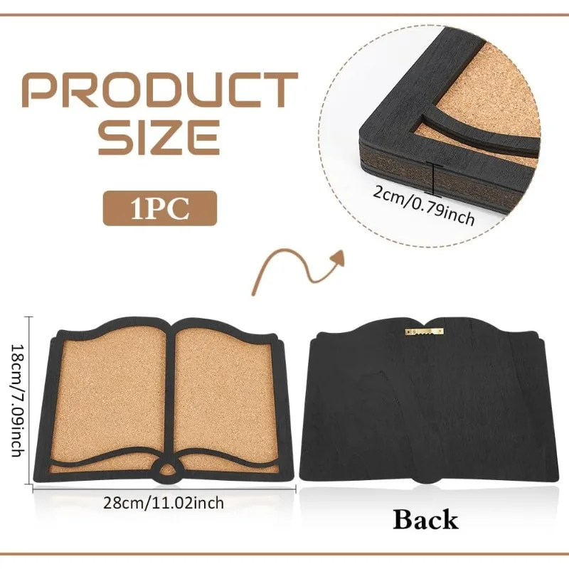 Pin Board Book Cork Board Bulletin Display Board 0.8inch Thick Wall Mounted Cork Board for Brooch Pin Storage Office Home