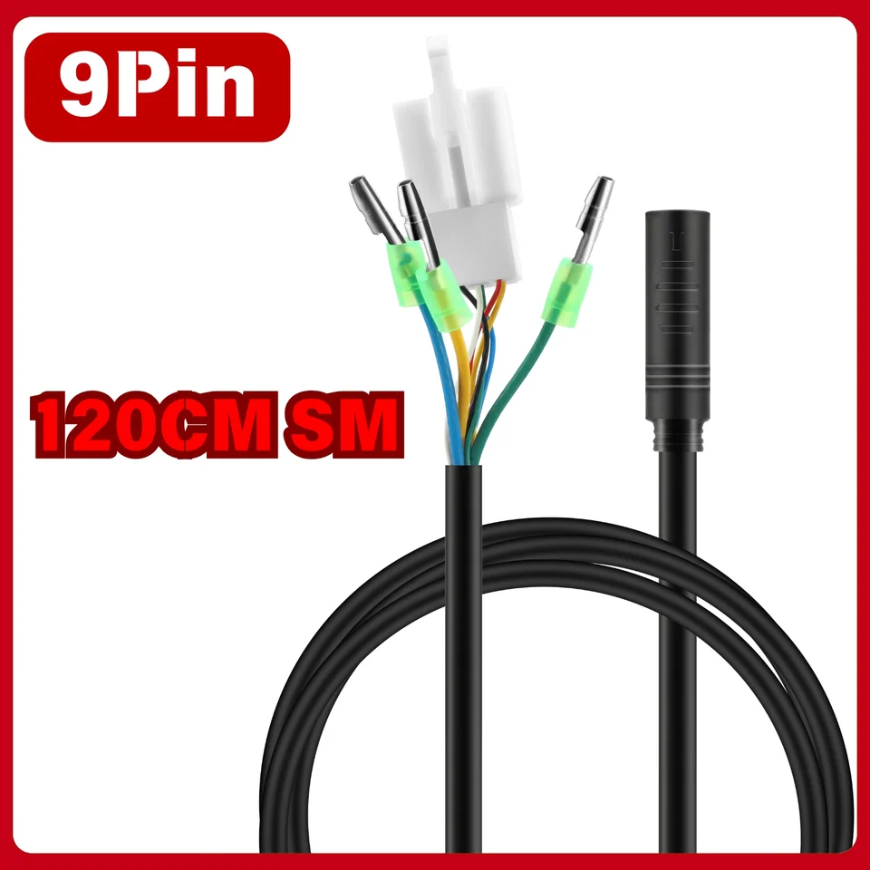 9 PIN EBIKE Wheel Hub Motor Cable, E-BIKE Extension Wire with Waterproof Port, 60cm/120cm, Golden and SM Plug Optional - Detail Angle #04
