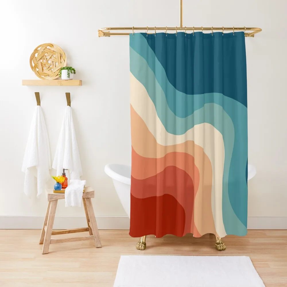 

Retro style waves Shower Curtain Funny Shower Waterproof Bathroom Shower Curtain