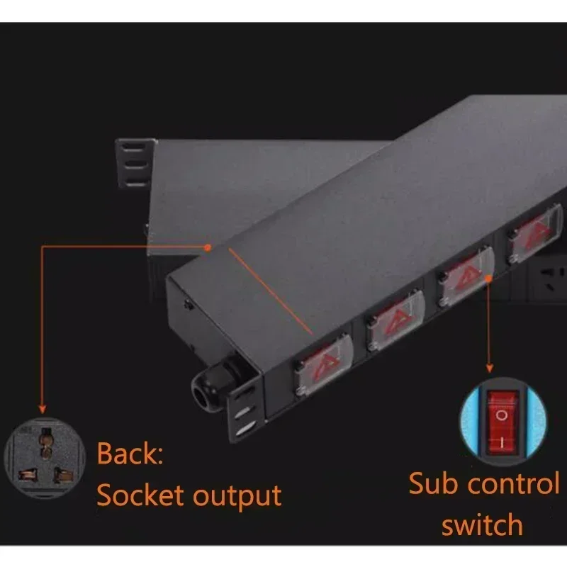 Cabinet Sockets PDU Power Strip Distribution Unit 8-socket output Independent Switch Front 8-position switch