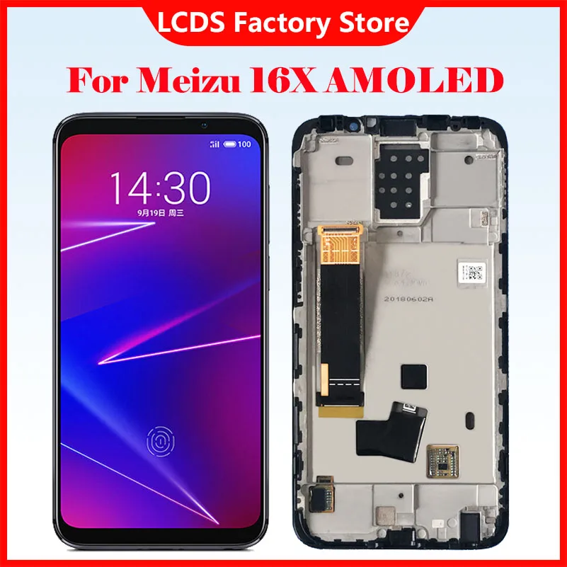 

Original 6.0 inches Super AMOLED Screen For Meizu 16X 16 X LCD Display Touch Screen Digitizer Assembly Replacement No Dead Pixel