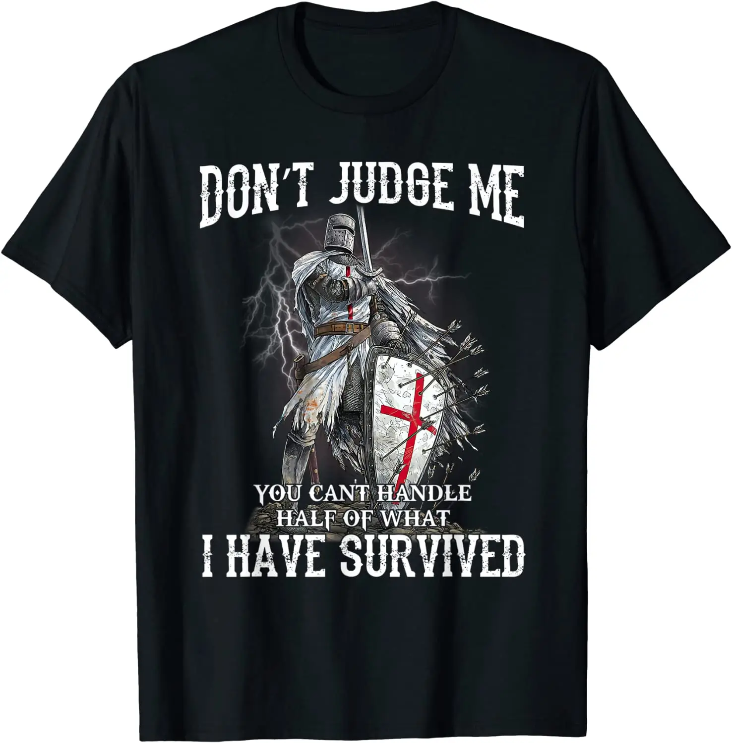 Knight Templar Christian Warrior of God Don’t Judge Me Men T-Shirt Short Sleeve Casual Cotton O-Neck Summer Shirts