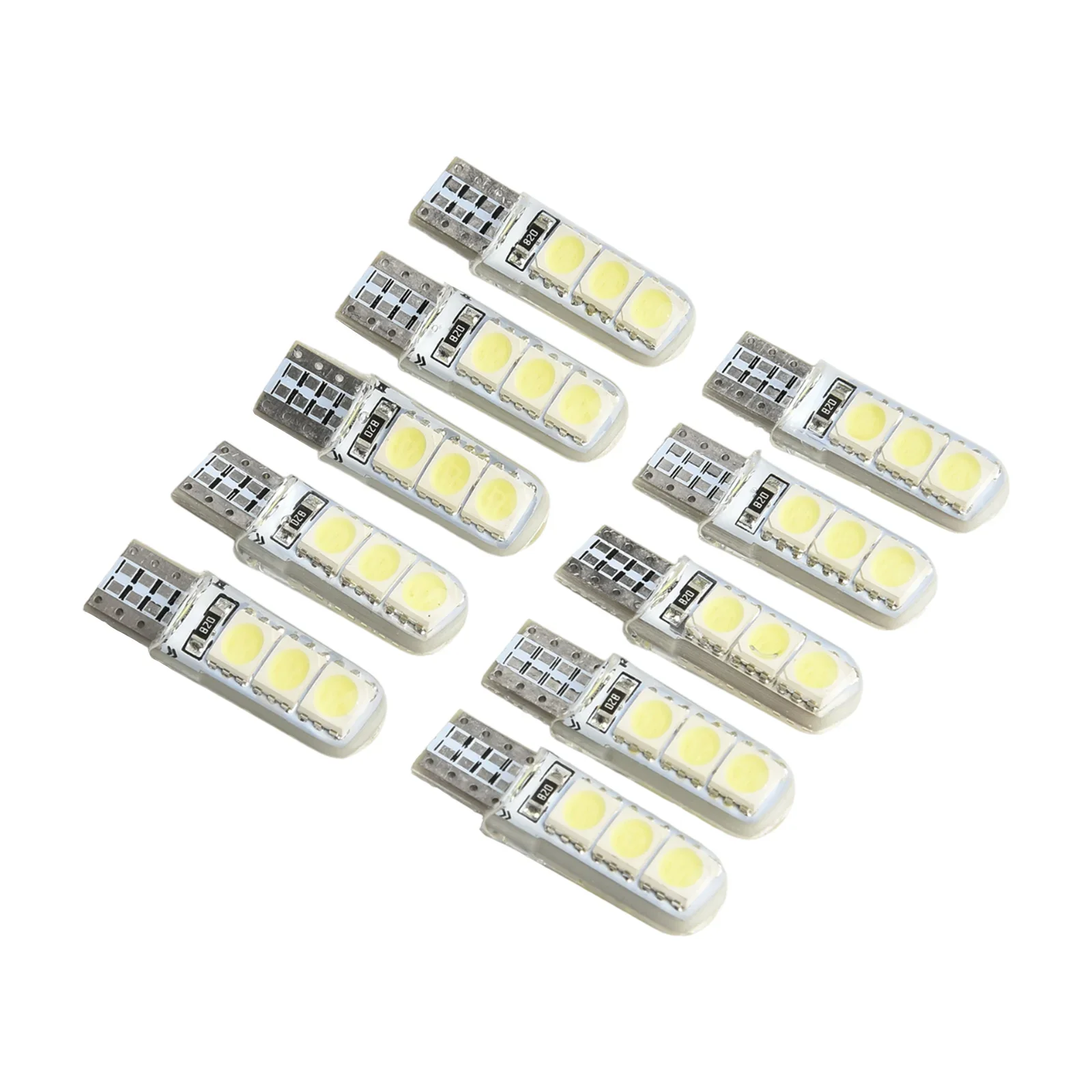 10 pezzi per T10-5050-6SMD guscio in Silicone Canbus 12V lampadina a cuneo laterale per auto lampada targa tronco targa luci laterali a cuneo