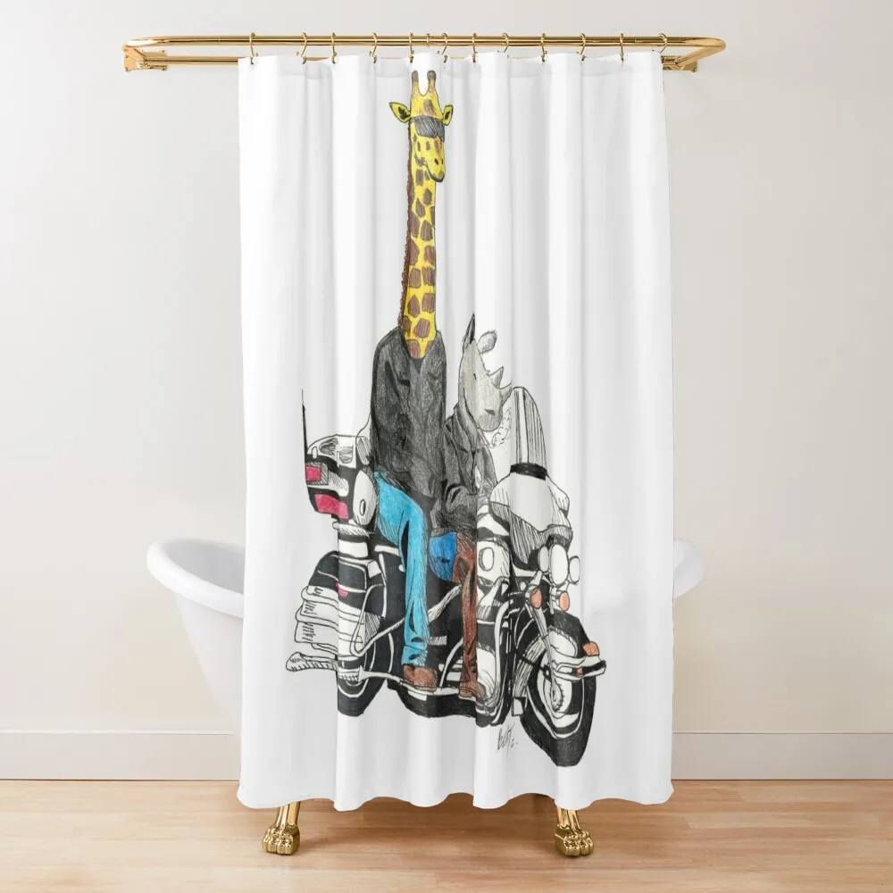 A Rhino and Giraffe Go for a Ride Shower Curtain For Bathrooms With Beautiful Designs Set For Bathroom Bathroom Showers Curtain