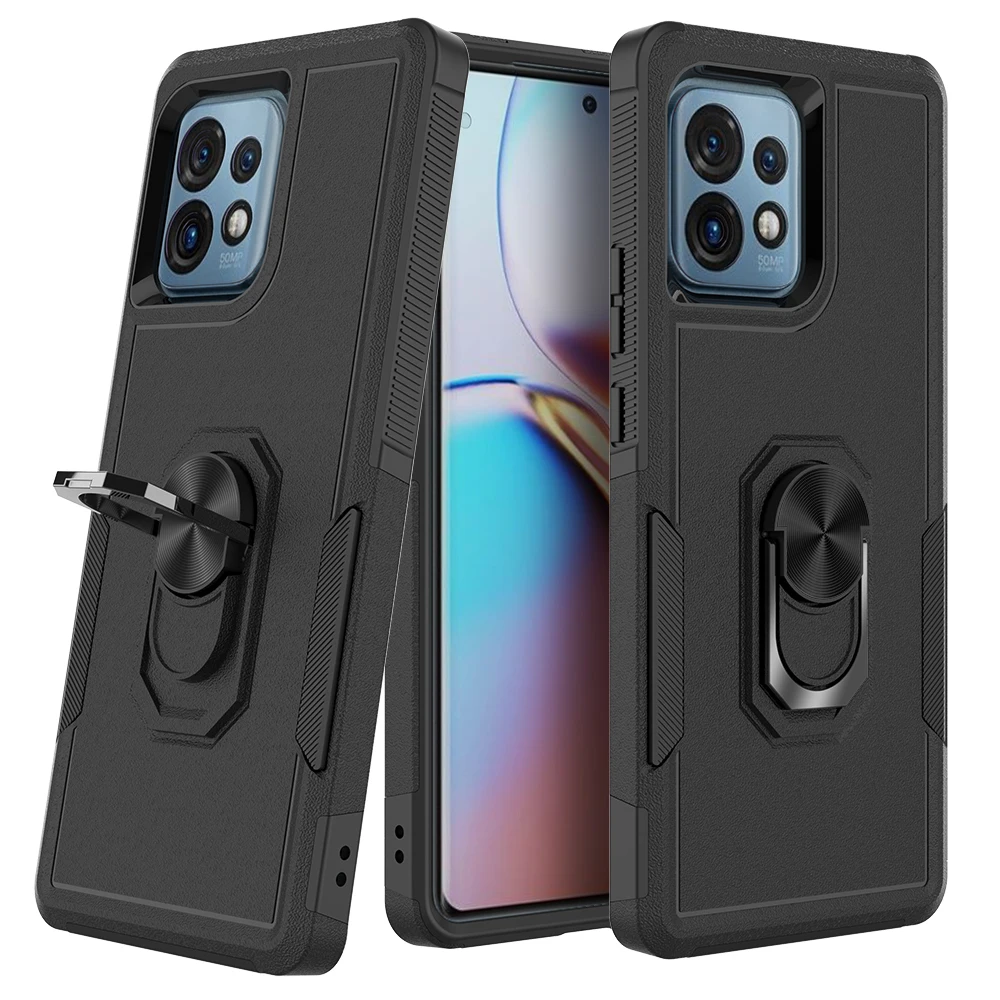 Moto Edge+ Plus 2023 Protective Shockproof Case, Ring Kickstand Hard Cover for Moto Edge 40 Pro