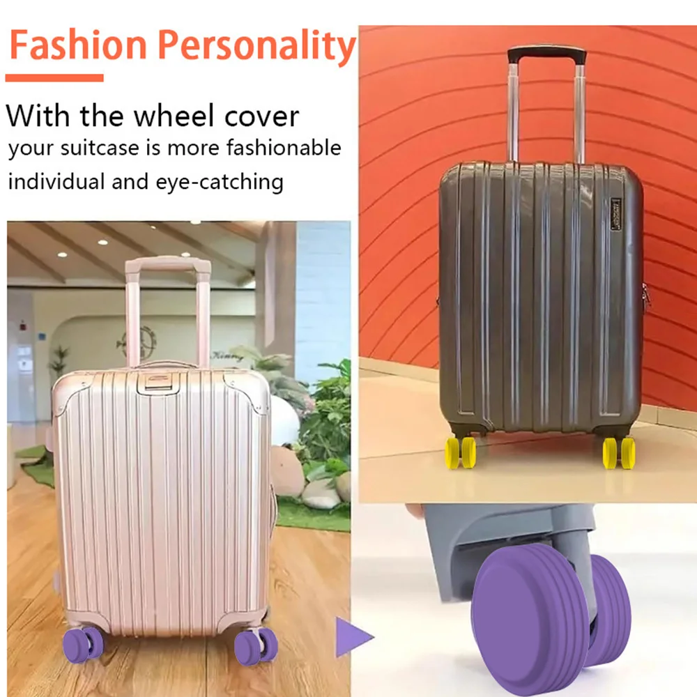 8/4PCS Luggage Wheels Protector Silicone Wheels Caster Shoes Reduce noise Suitcase Wheel Cover Luggage Trolley Box Casters Cover